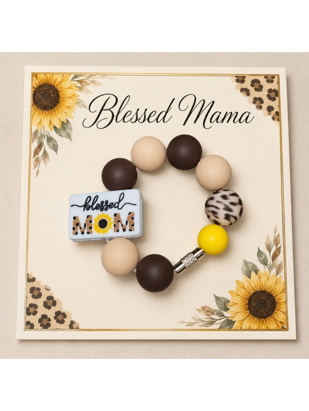 Blessed Mom Sunflower Keychain Purse Stanley Tumbler Charm Accessory